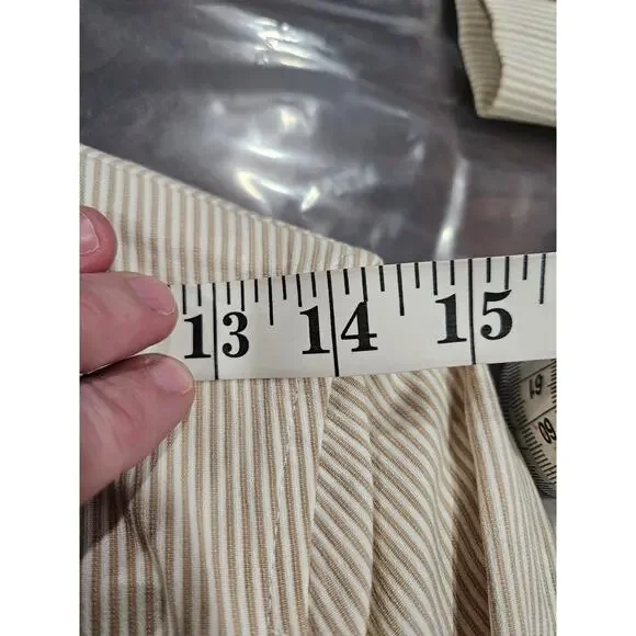 Vintage Theory White Beige Pinstripe Cotton Women's Blazer Size 6 Neutral Jacket - Picture 10 of 11